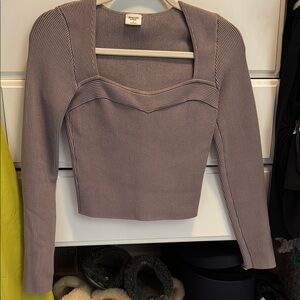 Abercrombie & Fitch Purple Fitted Long Sleeve Crop Top